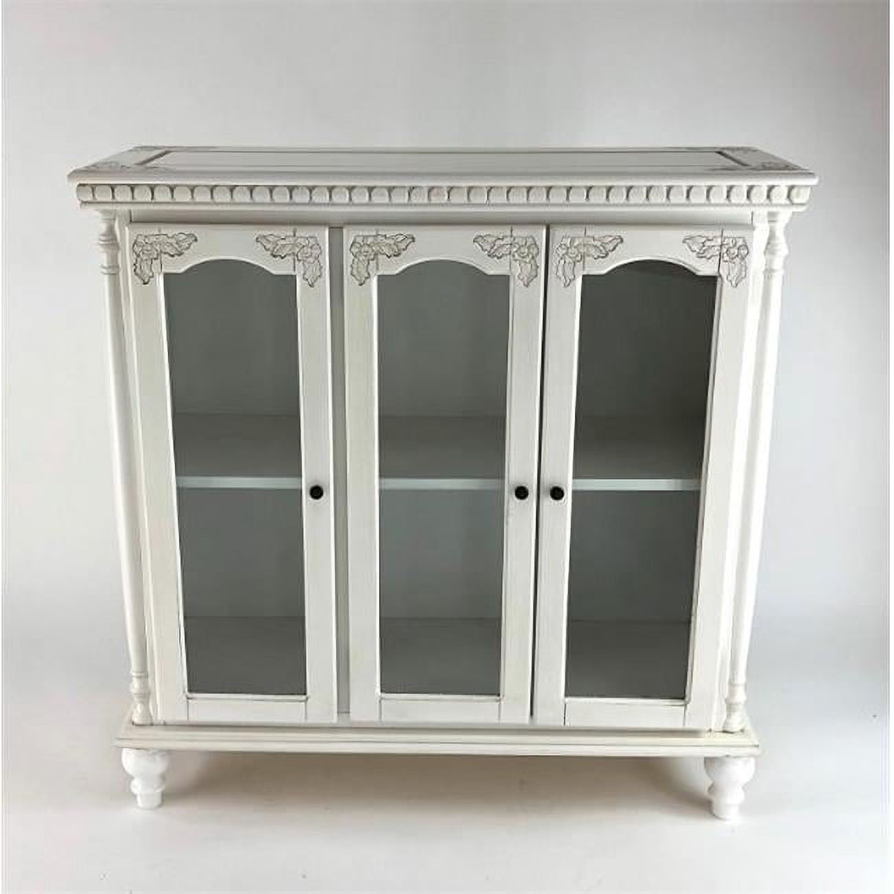 Wayborn Home Furnishings JC010W 39.5 x 39 x 14 in. Glass Door Cabinet - White
