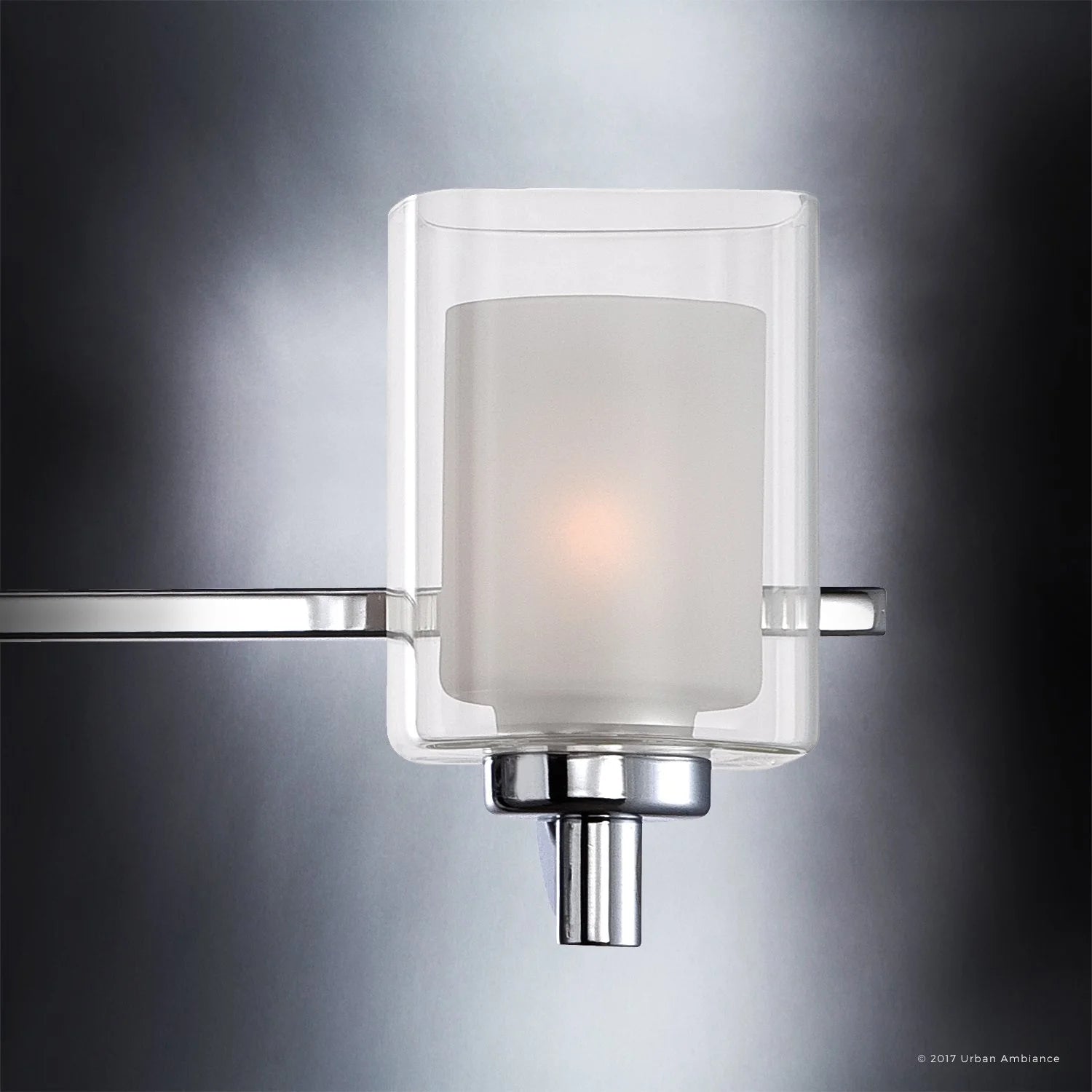 Urban Ambiance Luxury Modern Bathroom Vanity Light, Large Size: 6"H x 29"W, with Posh Style Elements, Polished Chrome Finish and Sand Blasted Inner Glass, Clear Outer Glass, UQL2404