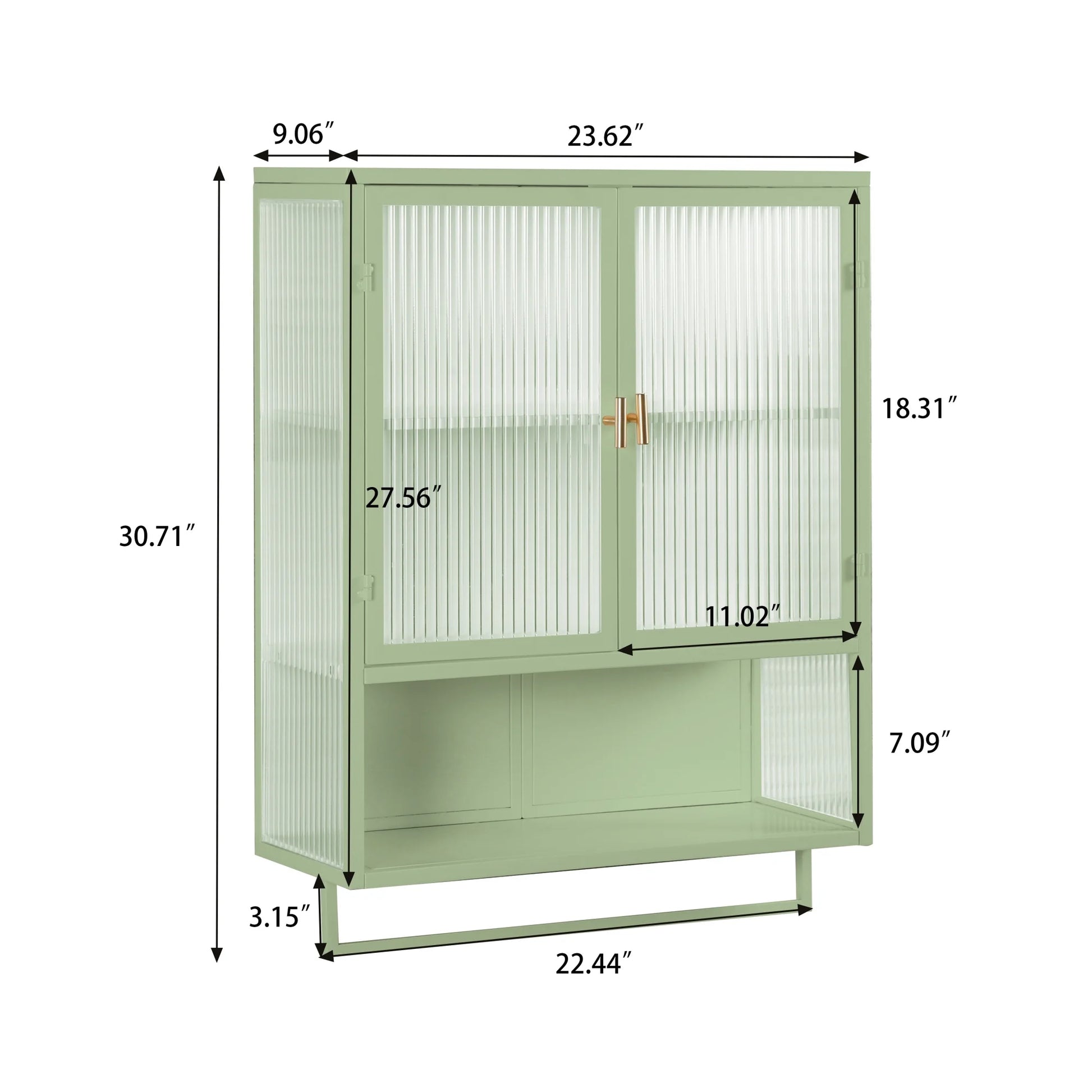 Heyizhuo 23.62" Glass Doors Modern Two-door Wall Cabinet