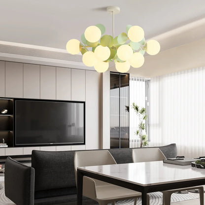 Arturesthome French Cream Style Living Room Chandelier,Magic Bean Molecular Ceiling Pendant Lamp,Modern Elegant Decorative Lamp,Glass Chandelier