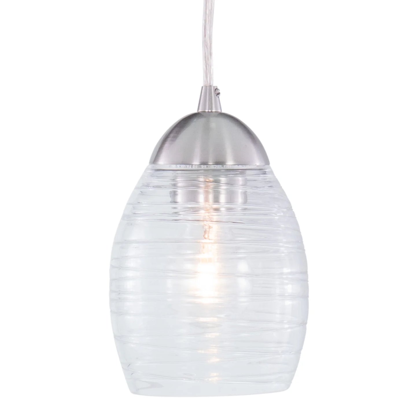 Isley Satin Nickel Mini Pendant Ceiling Light Clear Spun Glass
