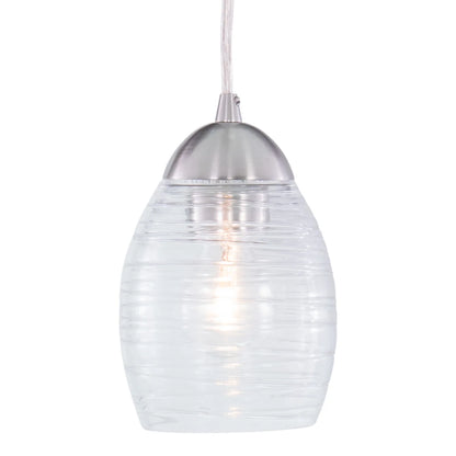 Isley Satin Nickel Mini Pendant Ceiling Light Clear Spun Glass