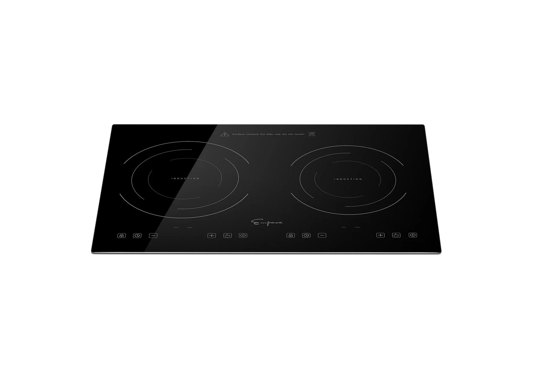 Empava Horizontal Electric Stove Induction Cooktop with 2 Burners in Black Vitro Ceramic Smooth Surface Glass 120V
