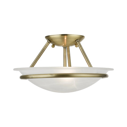 Livex Lighting Newburgh Black/White Stainless Steel/Alabaster Glass Ceiling Mount