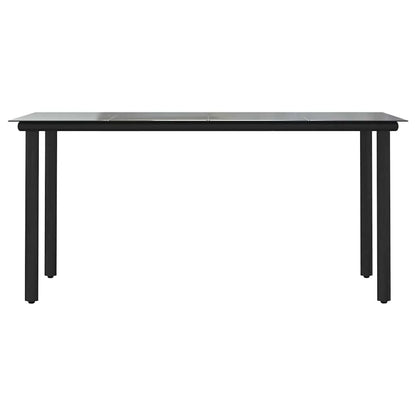 vidaXL 7 Piece Patio Dining Set with Cushions Black Poly Rattan Glass