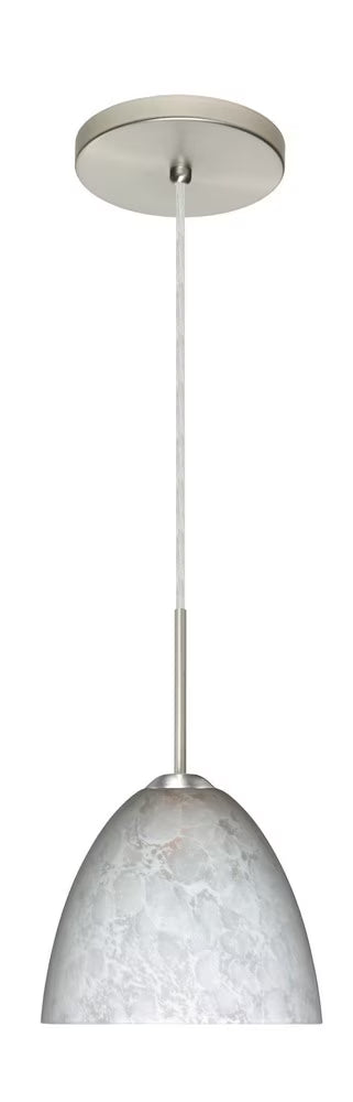 1BT-757219-BR-Besa Lighting-Sasha II-One Light Cord Pendant with Flat Canopy-6.3 Inches Wide by 5.4 Inches High-Bronze Finish-Carrera Glass