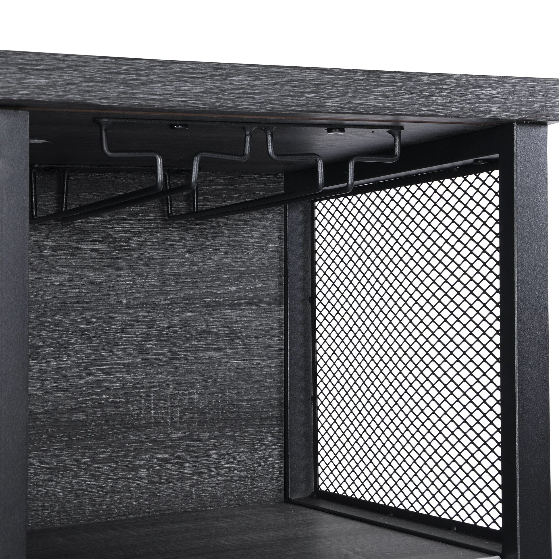 Industrial Bar Cabinet with Wine Rack, Rustic Wine Cabinet for Liquor and Glasses, Farmhouse Coffee Bar Cabinet with Storage, Rustic Buffet and Sideboard for Dining Room, Living Room, Kitchen, L0153