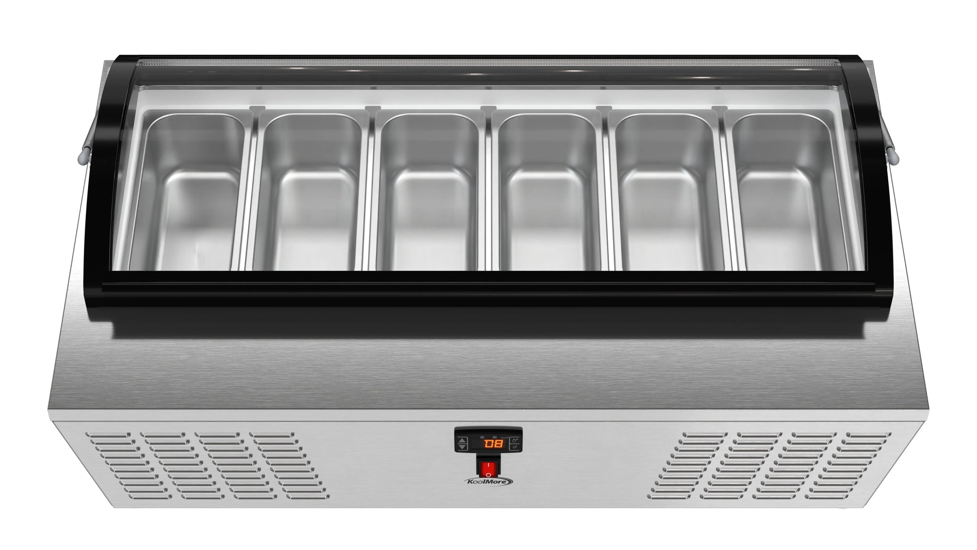 45 in. Countertop Ice Cream Display Freezer with Curved Glass Top and 6 Pans