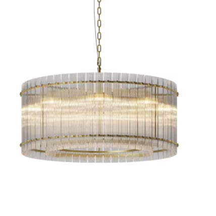 37 Inch Modern Gold Round Chandelier 2 Tier 8 Light Water Ripple Crystal Glass for Dining Room Living Room Bedroom High Ceiling Foyer Entryway