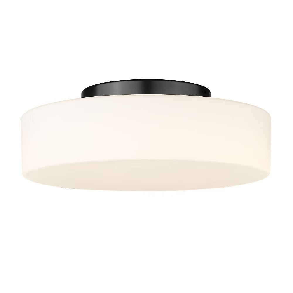 Toli LED Flush Mount in Matte Black and Opal Glass