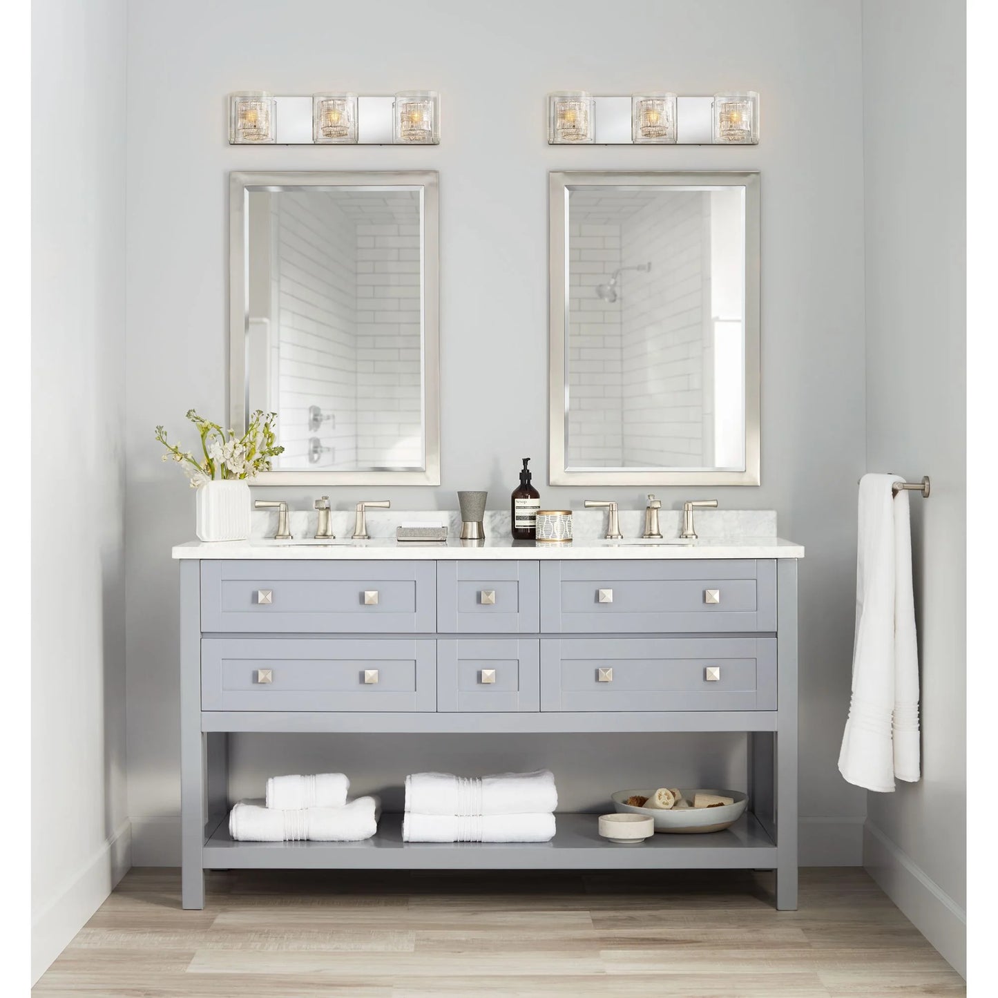 Possini Euro Design 3-Light Chrome Dimmable Vanity Light with Clear Glass Shades