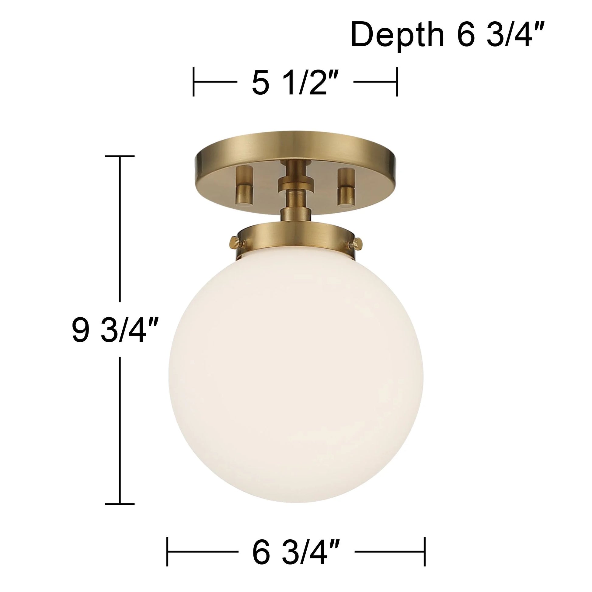 Possini Euro Design Jilly Modern Ceiling Light Semi Flush Mount Fixture 6 3/4" Wide Warm Antique Brass White Glass Globe Shade for Bedroom Living Room