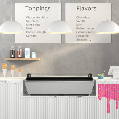 45 in. Countertop Ice Cream Display Freezer with Curved Glass Top and 6 Pans