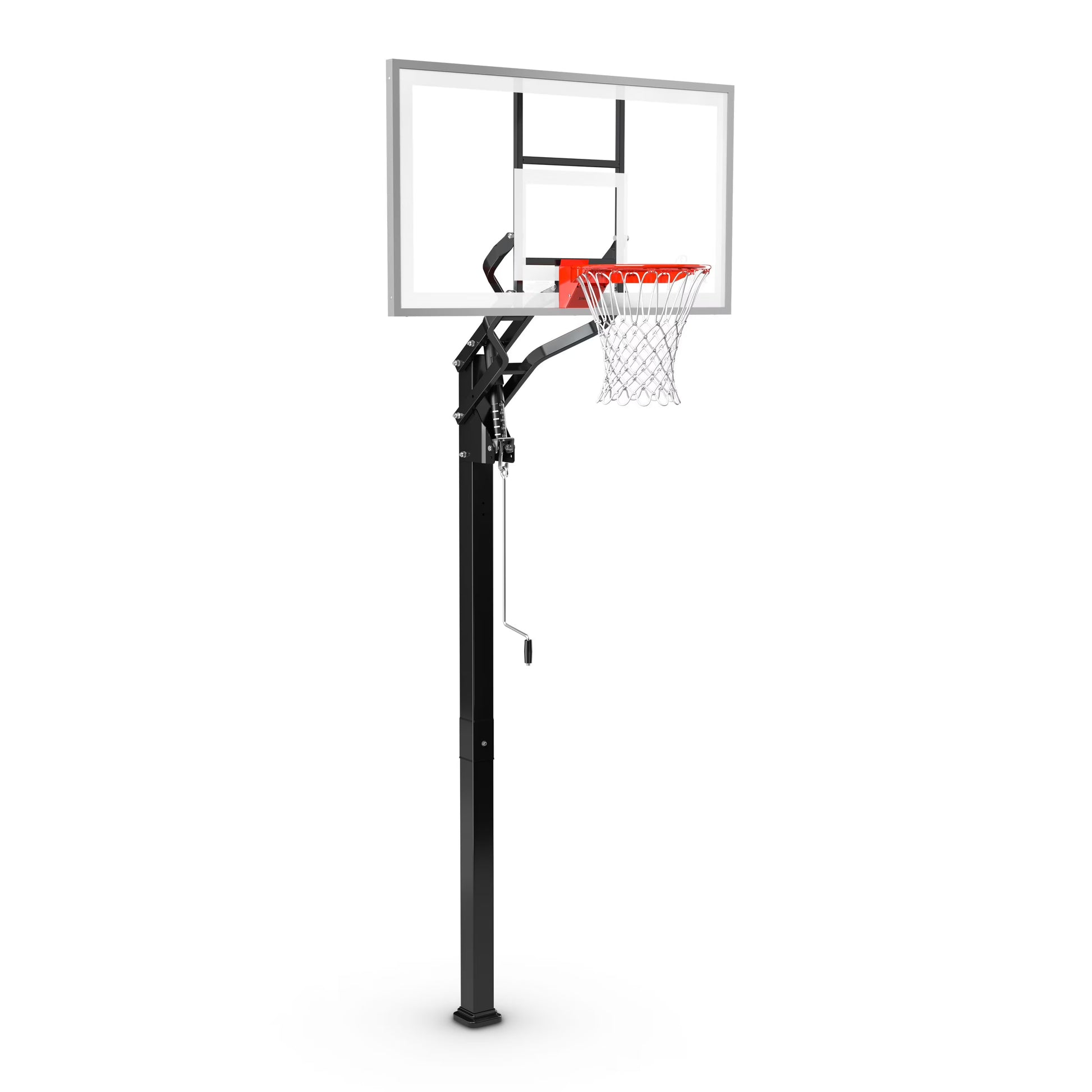 Spalding 60 In. Tempered Glass U-Turn In Ground Basketball Systems Hoop