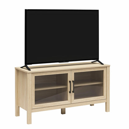 Mainstays Glass Door TV Stand for TVs up to 55", Spring Pine