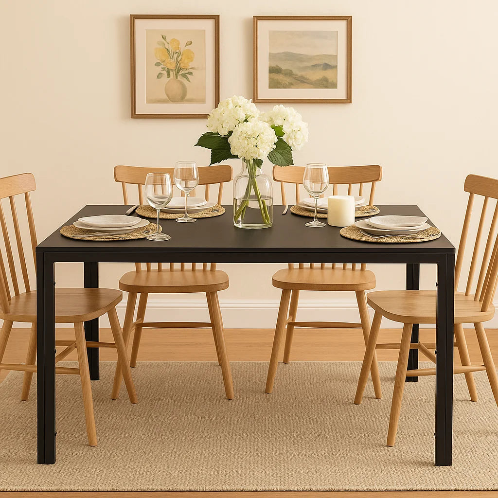 Anchorhome 51" Rectangular Glass Dining Table, Modern Kitchen Table with Metal Steel Frame, Compact Space-Saving Dining Room Furniture (Table Only)