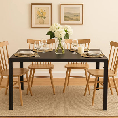 Anchorhome 51" Rectangular Glass Dining Table, Modern Kitchen Table with Metal Steel Frame, Compact Space-Saving Dining Room Furniture (Table Only)
