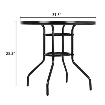 32" Outdoor Patio Rattan Wicker Bar Round Table Glass Top Yard Garden Furniture