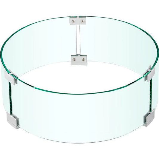 VEVOR Fire Pit Wind Guard, 17 x 17 x 6 inch Glass Flame Guard, Round Glass Shield, 1/4-Inch Thick Fire Table, Clear Tempered Glass Flame Guard, Steady Feet Tree Pit Guard for Propane, Gas, Outdoor
