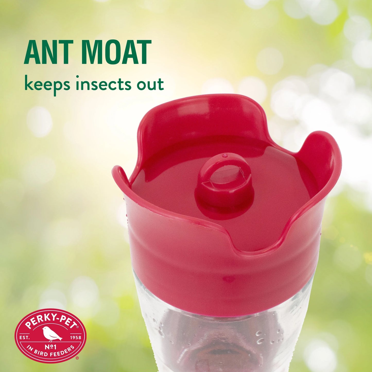 Perky-Pet 8 oz Pinch Waist Glass Hummingbird Feeder, Red