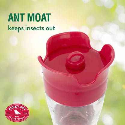 Perky-Pet 8 oz Pinch Waist Glass Hummingbird Feeder, Red