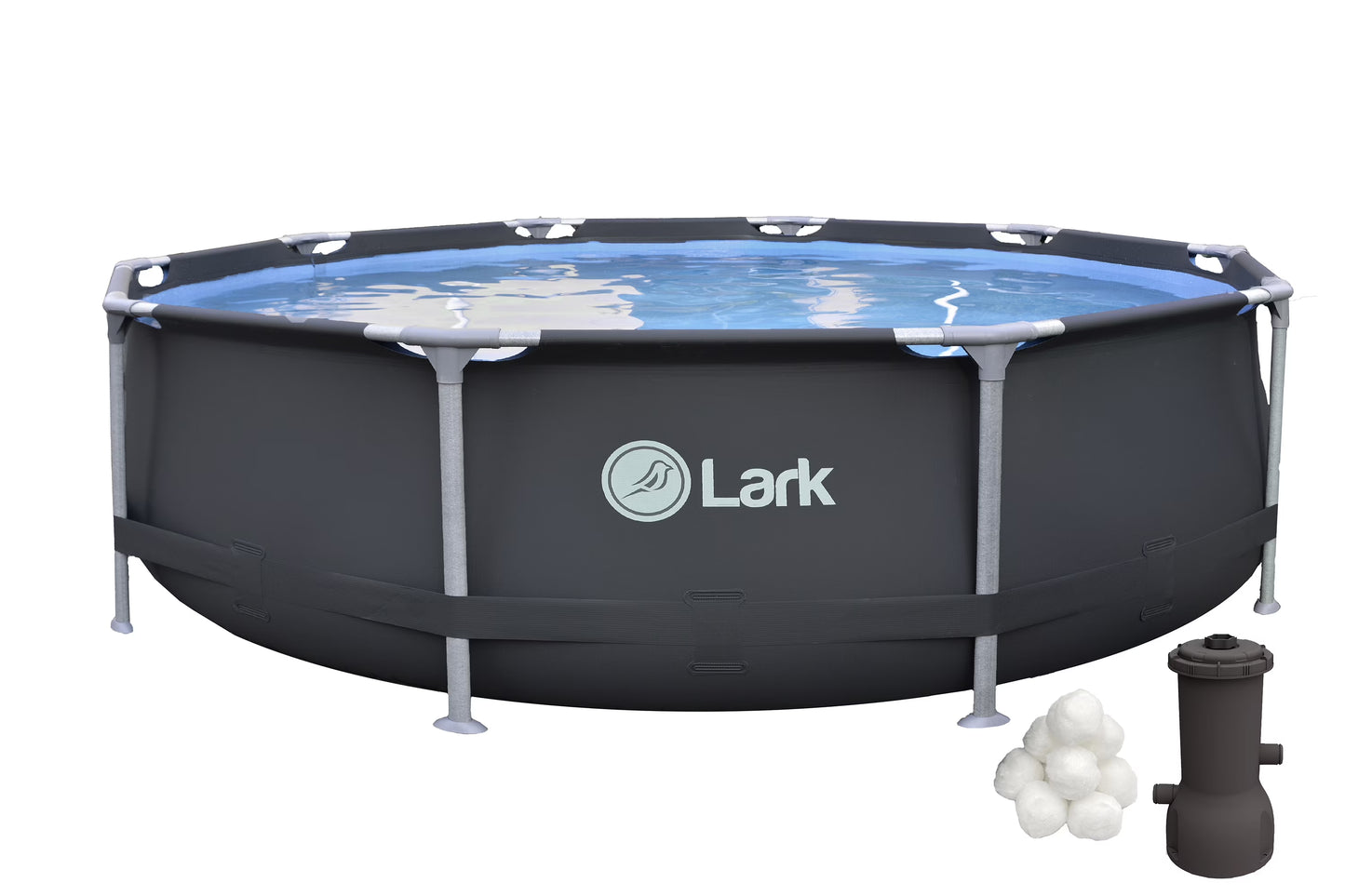 Lark Rustproof 12' ft. x 30" inch Fiberglass Frame Backyard Above Ground Swimming Pool with 530-Gallon Filtration Pump