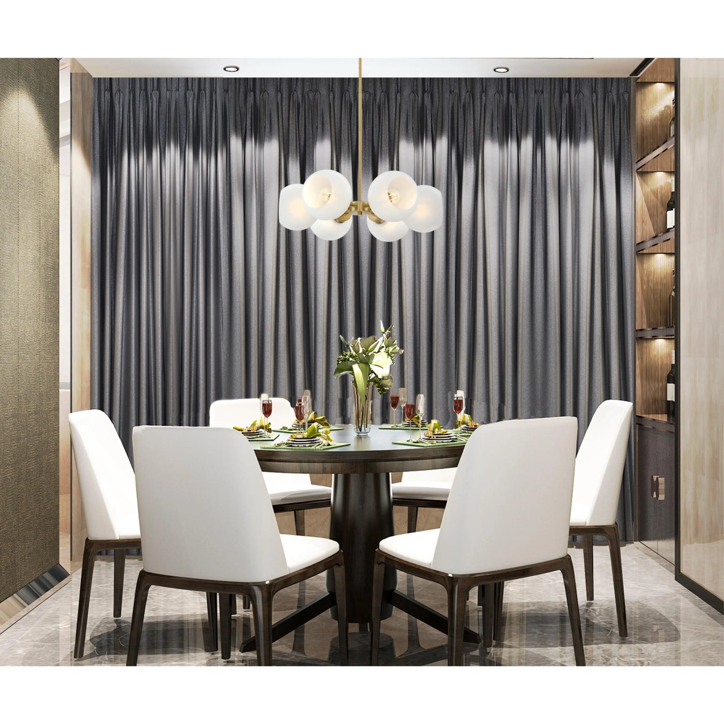 Westinghouse Lighting Dorney Six Light Indoor Chandelier, Champagne Brass Finish, Frosted Glass