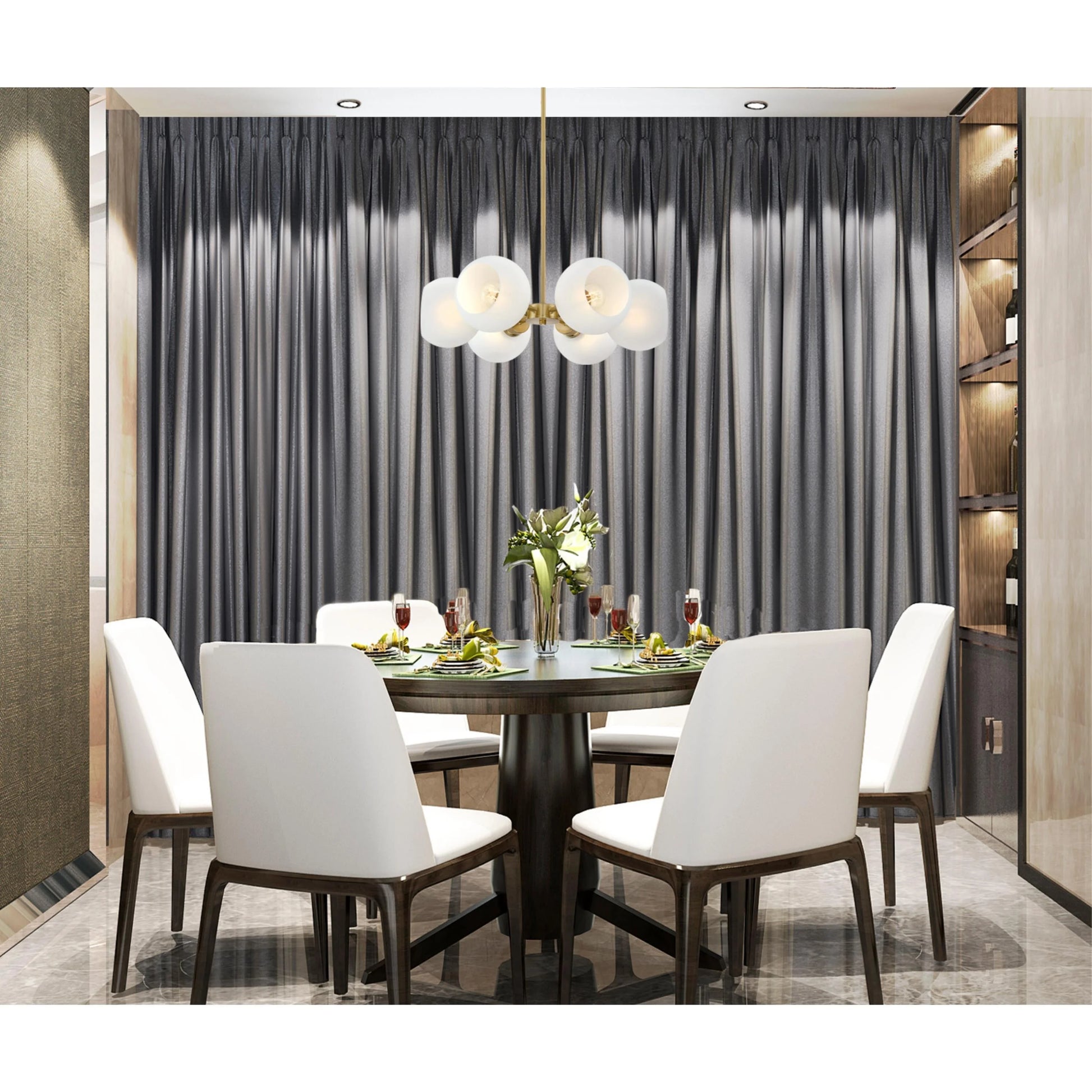 Westinghouse Lighting Dorney Six Light Indoor Chandelier, Champagne Brass Finish, Frosted Glass