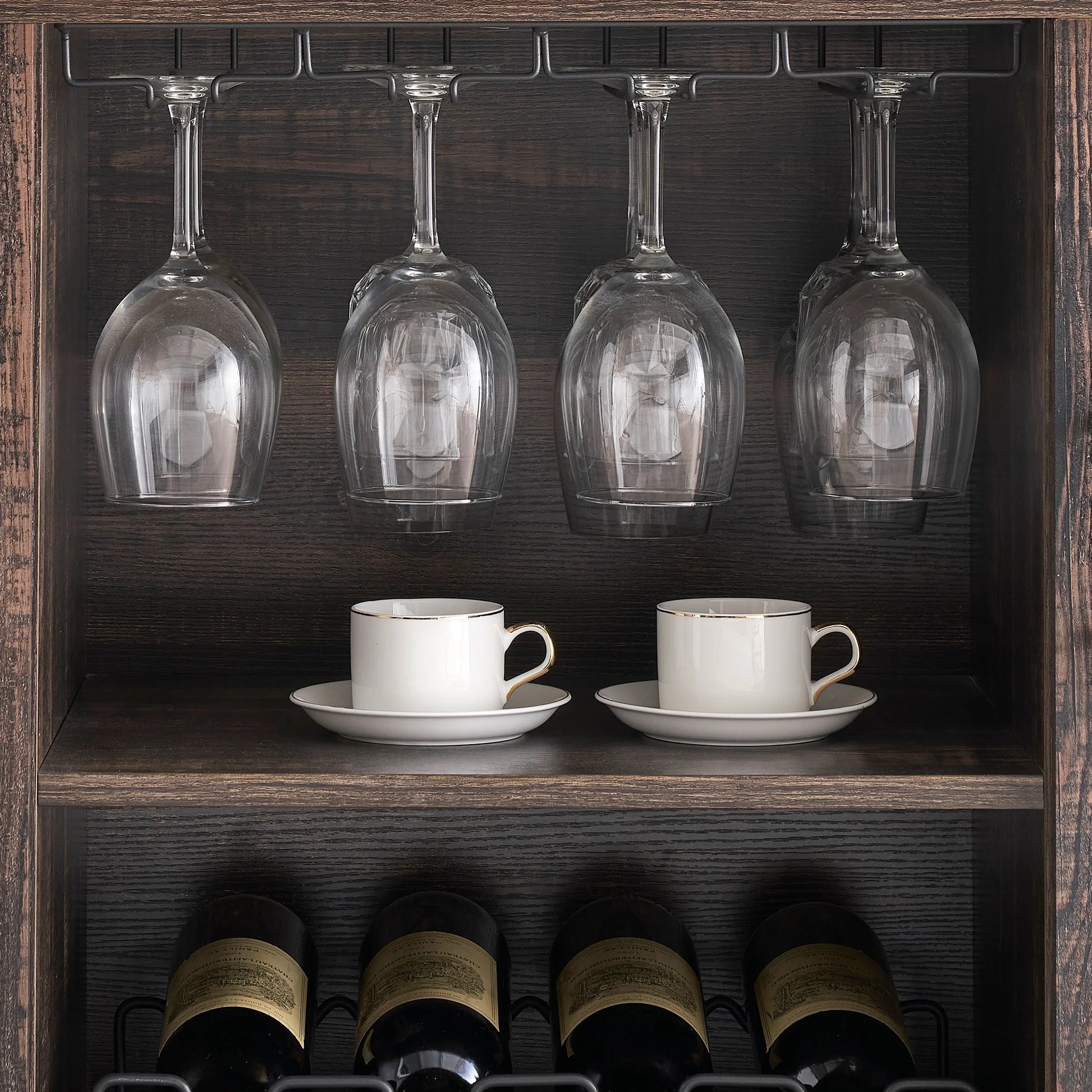Faitaliicy Wine Bar Cabinet With Led Light Wine And Glass Rack Kitchen Buffet Sideboard Industry Coffee Bar Cabinet Freestanding Liquor Cabinet For Kitchen Dining Room Living Room