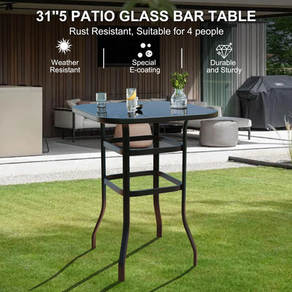 Riedhoff 3-Piece Patio Bar Set with 2 Swivel Chairs & Glass Table,All-Weather,Textile Fabric,Gold
