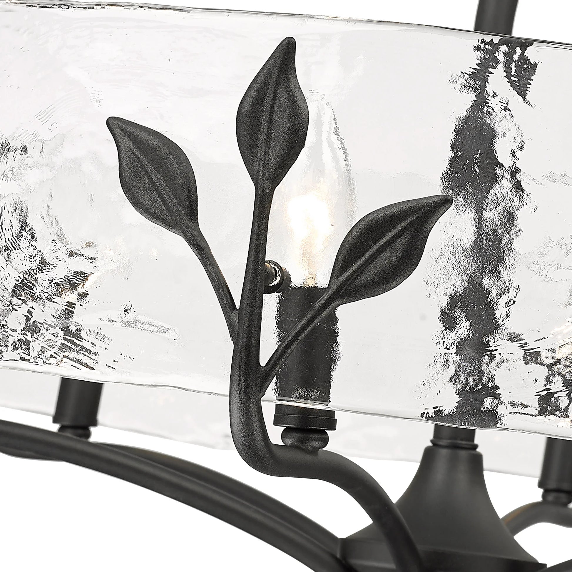 Calla 6-Light Chandelier in Natural Black with Hammered Water Glass