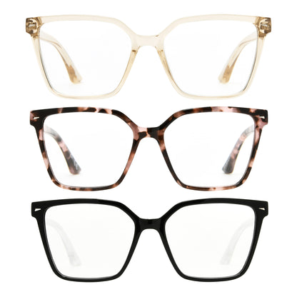 Design Optics by Foster Grant #813 Oversized Square Reading Glasses, 3-pack