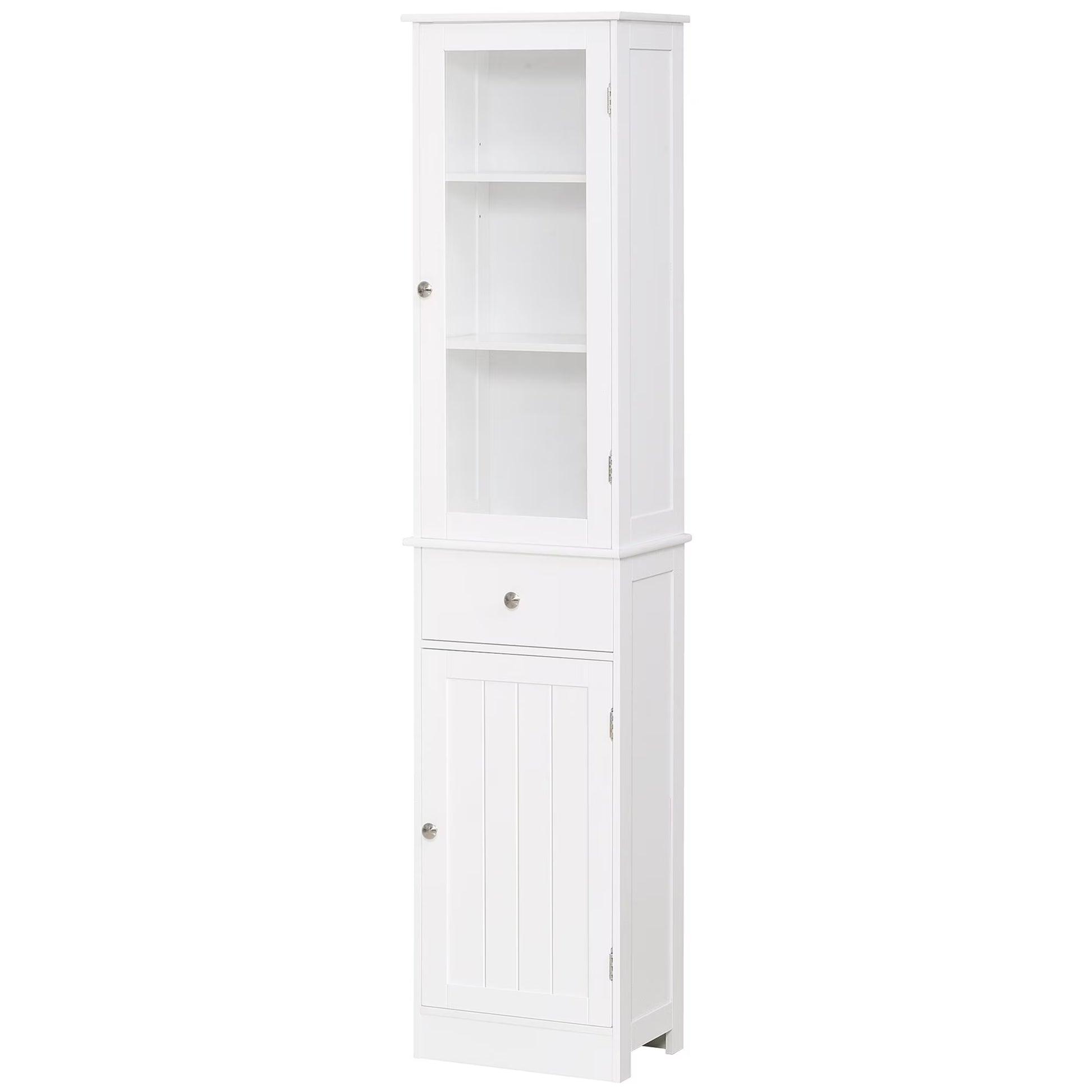 DUOSONG 5-Tier Display Cabinet, Glass Display Case With 2 Doors And Adjustable Shelves, Wall-Mounted, Grey Gray Glass Furniture Primary Living Space Cabinets