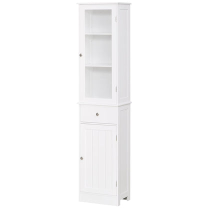 DUOSONG 5-Tier Display Cabinet, Glass Display Case With 2 Doors And Adjustable Shelves, Wall-Mounted, Grey Gray Glass Furniture Primary Living Space Cabinets