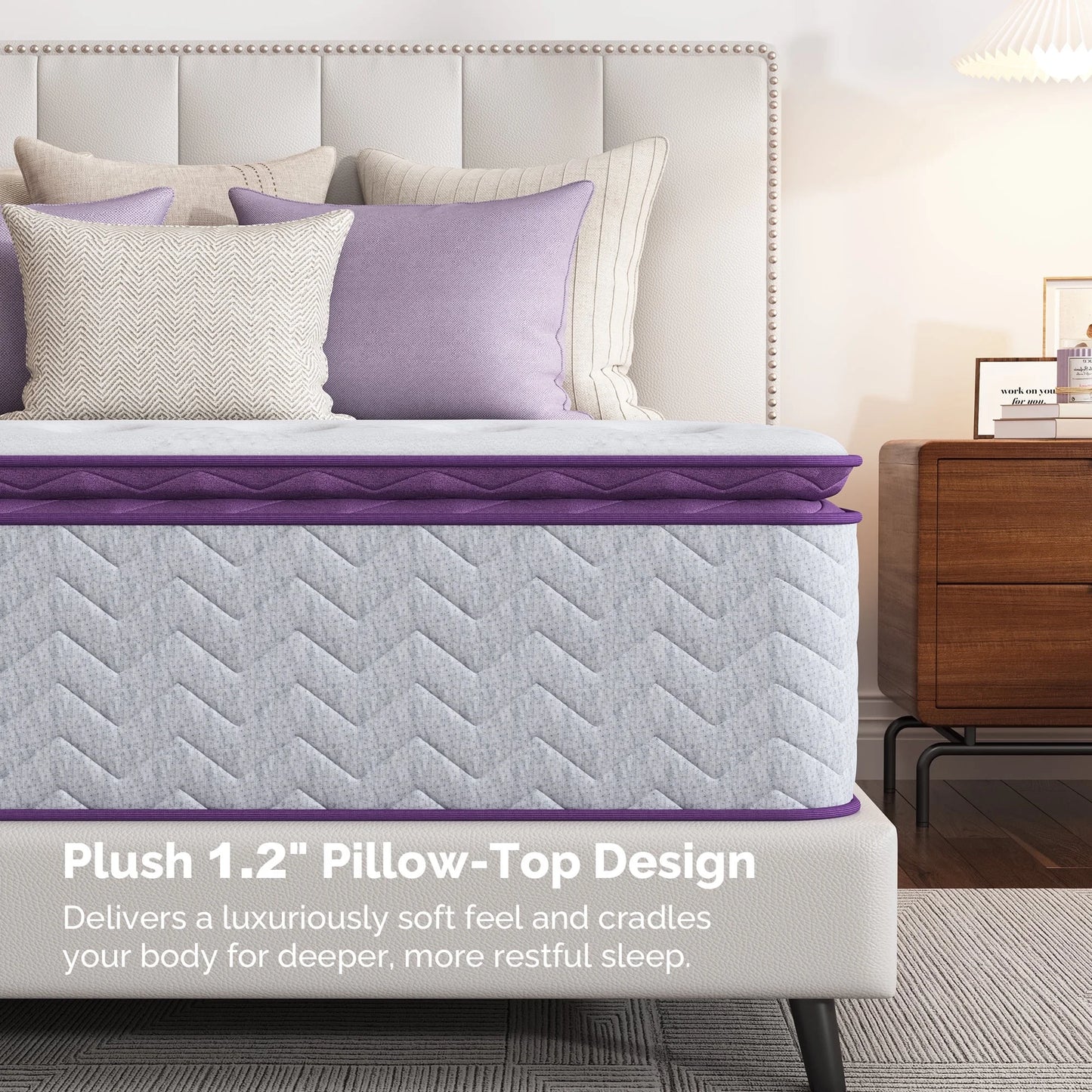 Sersper Queen Mattress, 12 Inch Pillow Top Hybrid Mattress Queen with Fiberglass Free, Gel Memory Foam, Breathable Bed Mattress for Cooler Sleep Supportive & Pressure Relief, Medium Firm