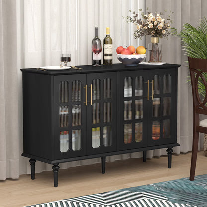 HLR 47.6" Modern Vintage Sideboards Buffet Cabinet with 4 Lattice Glass Door, Green