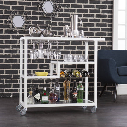 Holly & Martin Zephs indoor Bar Cart - Gunmetal Gray with Black Glass 40 x 37.5
