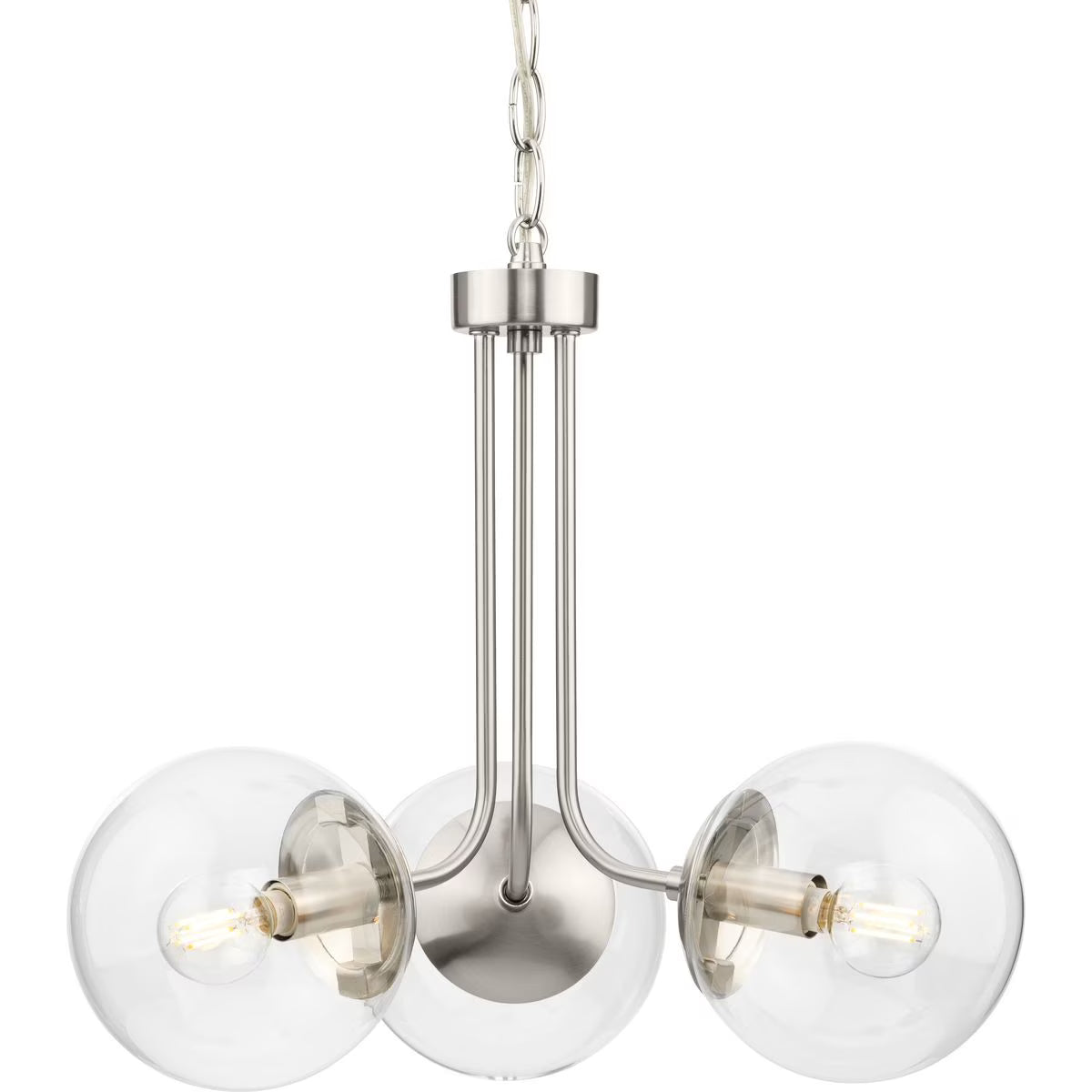 Avec Merrit Collection 3-Light Brushed Gold Contemporary Chandelier with Clear Glass Globe Shades
