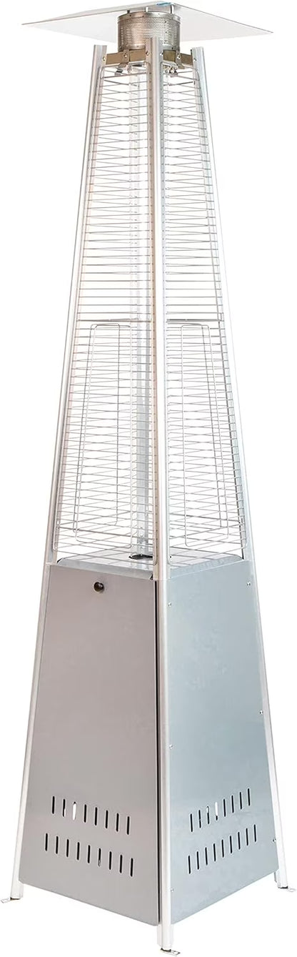 Segmart 48,000 BTU Pyramid Patio Heater, Tall Standing Outdoor Propane Heater with Wheels & Tip-Over Safety Protection, Visible Flame Glass Tube for Backyard, Garden, Commercial Use - Gray