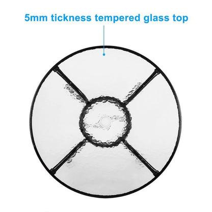 32" Outdoor Patio Rattan Wicker Bar Round Table Glass Top Yard Garden Furniture