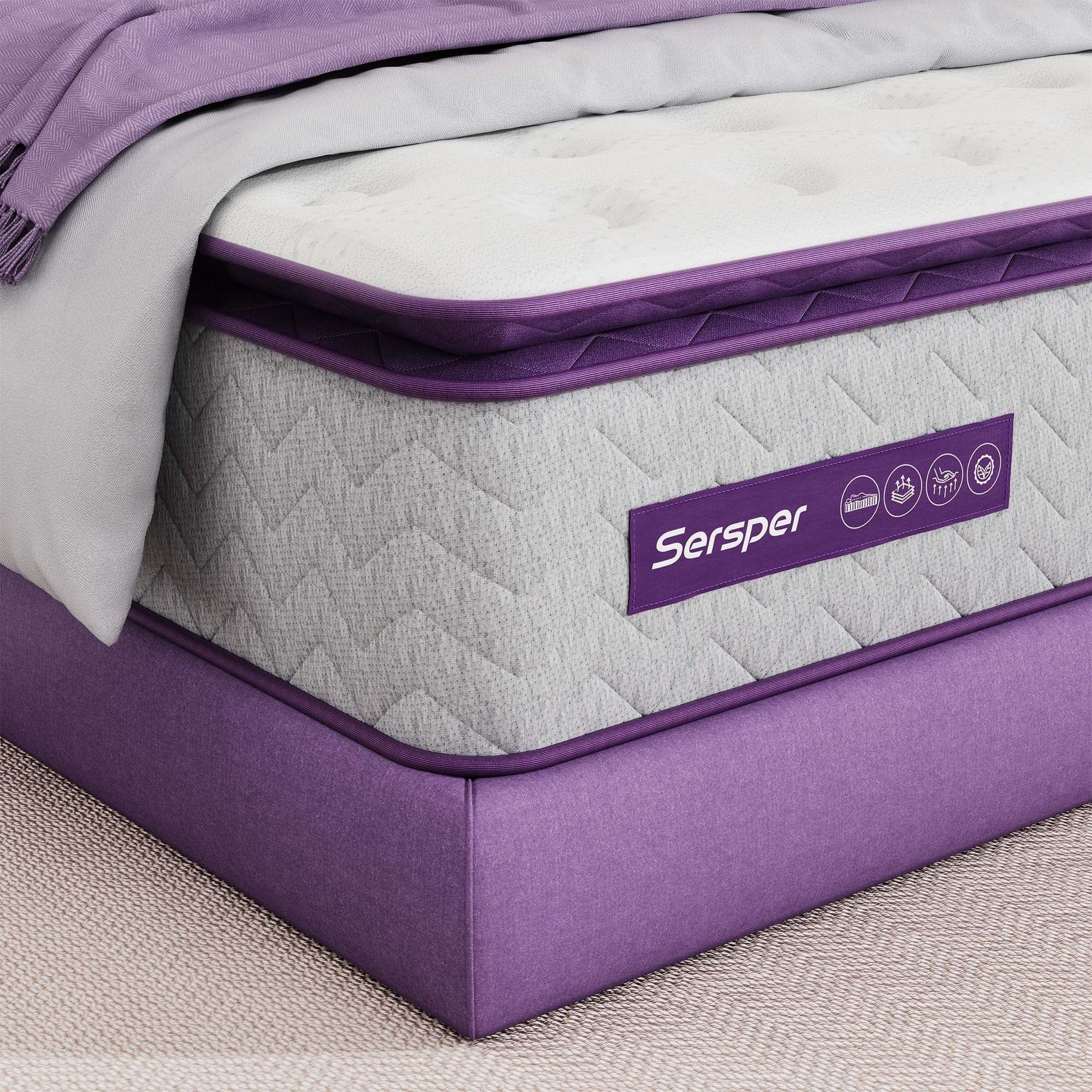 Twin Size Mattress, Serweet 10 inch 5-Zone Pocket Innersprings Pillow Top Mattress, Fiberglass-Free with CertiPUR-US Certified Memory Foam, Plush Yet Supportive