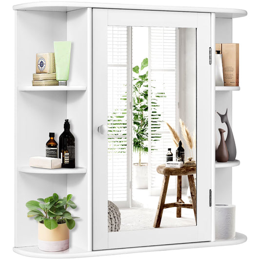 Costway, White, Medium Density Fiberboard, Multipurpose Mount Wall Surface Cabinet Mirror Glass, 26.00 x 6.50 x 23.50 Inches