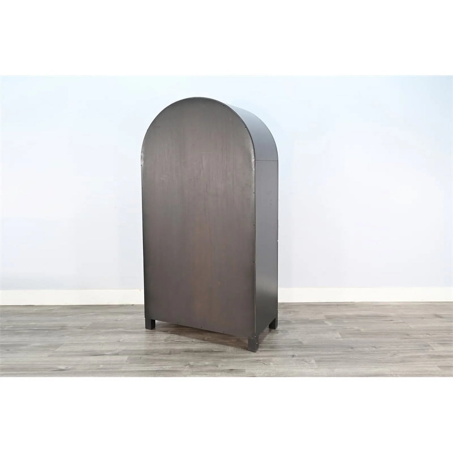 Sunny Designs Arched Wood Wine Bar Cabinet with Built-in Stemware Rack for Wine Glasses
