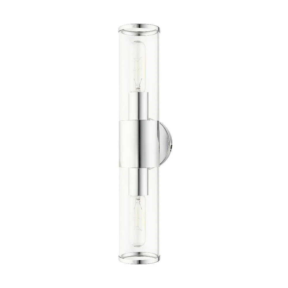 Livex Lighting Banca 2-Light Metal & Glass ADA Vanity Sconce in Polished Chrome