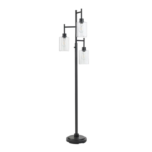 Better Homes & Gardens 63.5 in 3 Light Contemporary Black Floor Lamp Clear Glass