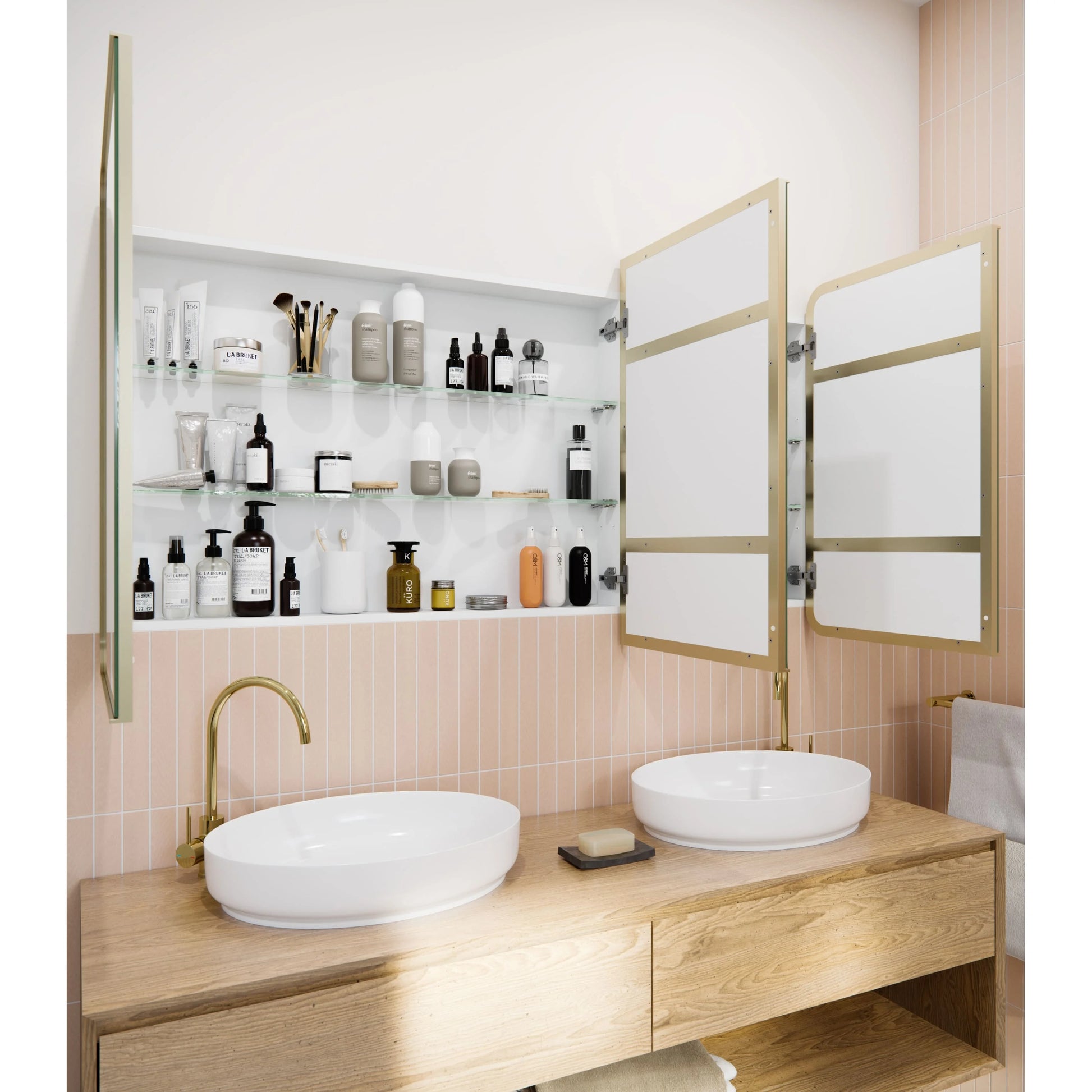 Glass Warehouse Stainless Steel Square Medicine Cabinet Satin Brass
