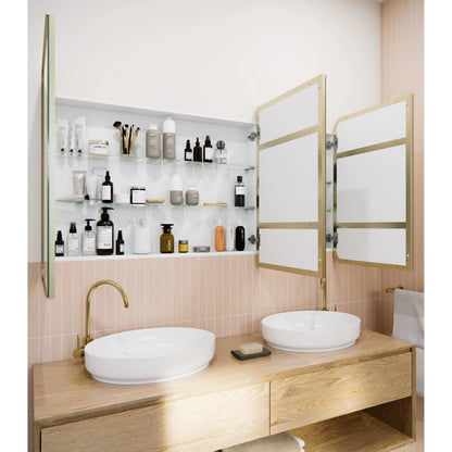 Glass Warehouse Stainless Steel Square Medicine Cabinet Satin Brass