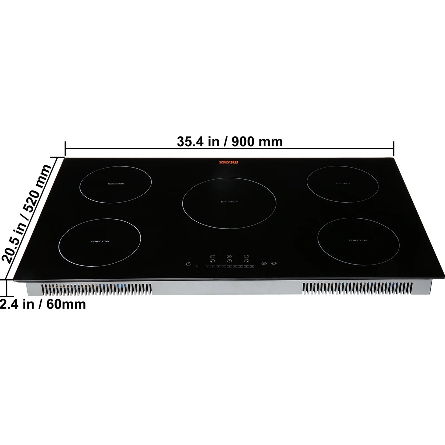 BENTISM 36 inch Electric Cooktop 5 Burners Ceramic Glass Stove Top Touch Control 9200W 9 Heat Levels Built-in Electric Stove