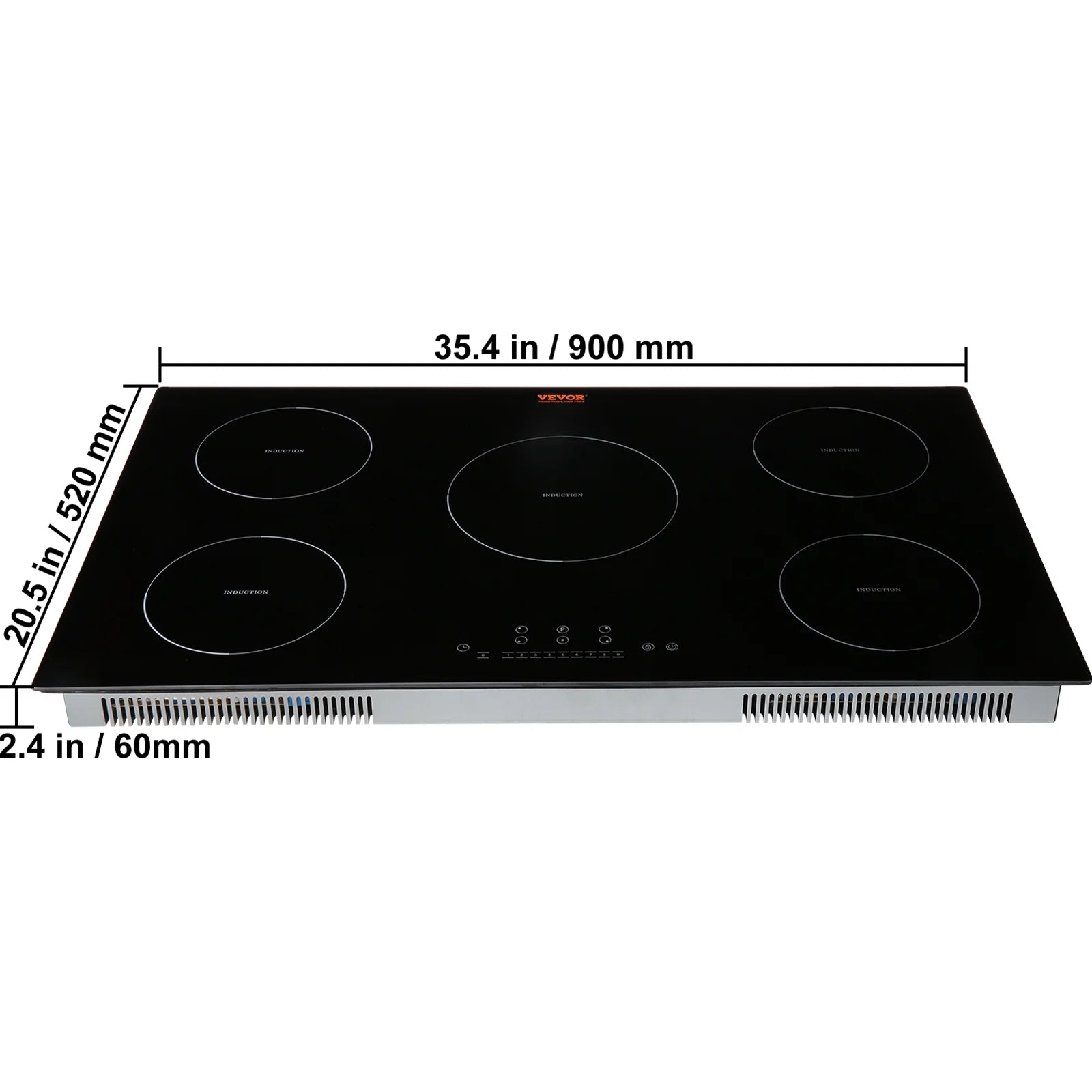 BENTISM 36 inch Electric Cooktop 5 Burners Ceramic Glass Stove Top Touch Control 9200W 9 Heat Levels Built-in Electric Stove