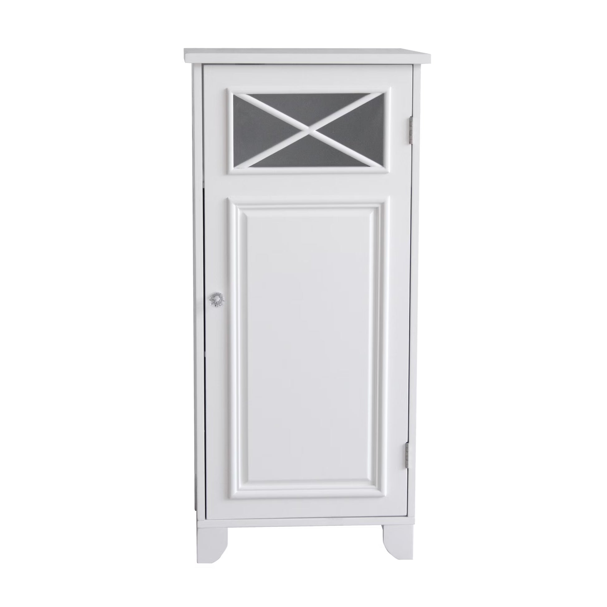 Teamson Home Dawson Freestanding Floor Storage Accent Cabinet with Decorative Glass Panel, White